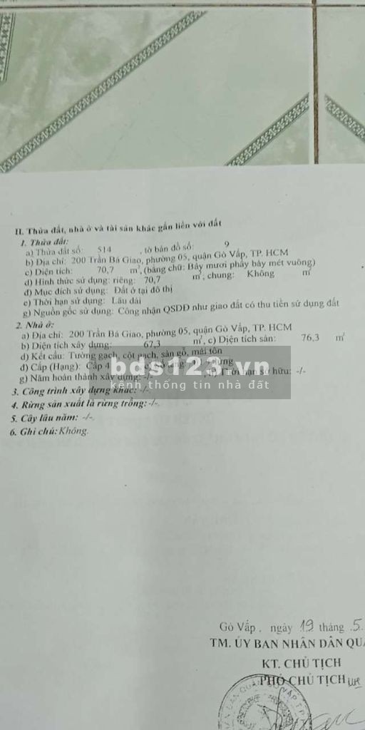 Bán nhà mặt tiền 200 Trần Bá Giao P5 Gò Vấp vị trí tiện kinh doanh