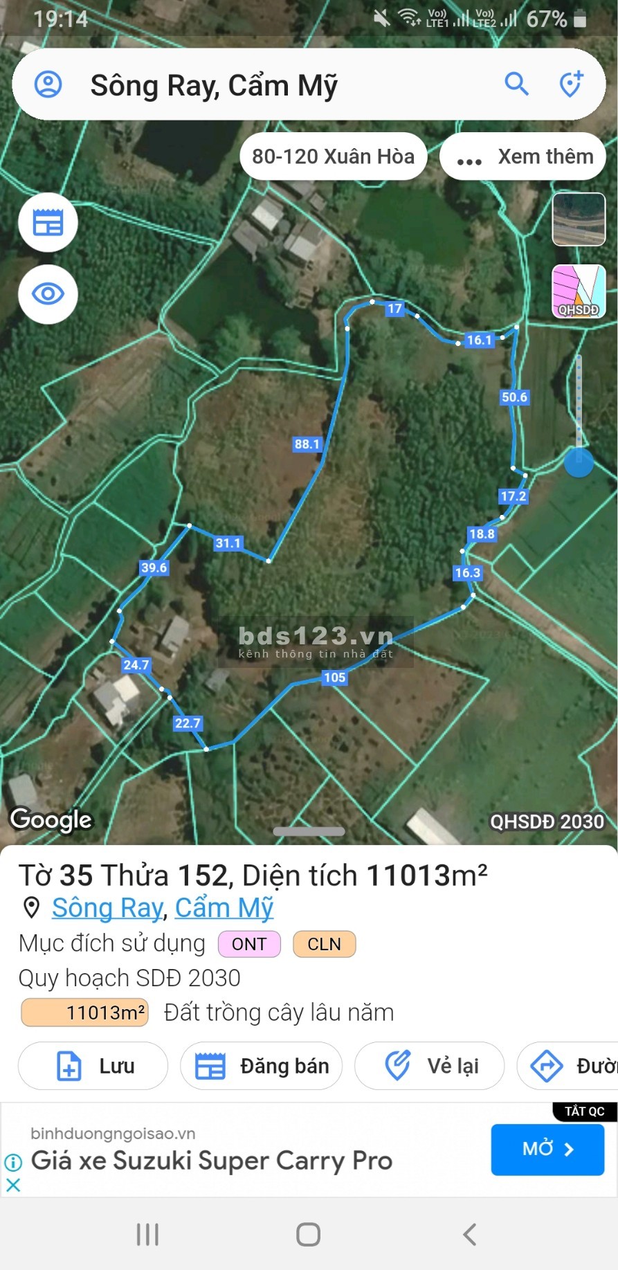 Chú cần ra nhanh mảnh đất 1,8ha Sông Ray, Cẩm Mỹ, Đồng Nai, giá còn TL