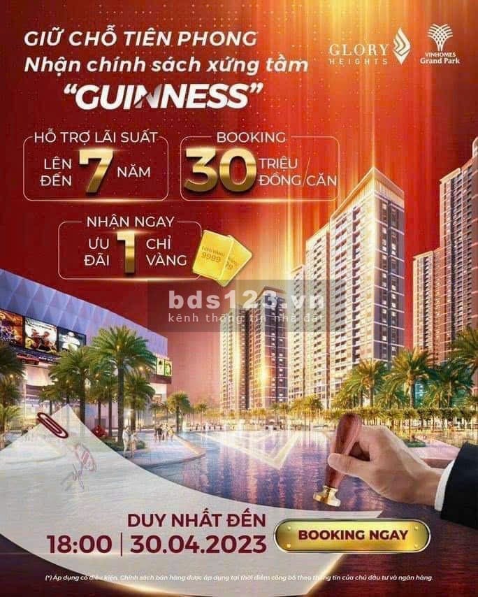 Căn hộ cao cấp và là phân khu đẹp nhất Vinhomes Grand Park được hỗ trợ lãi lên đến 7 năm