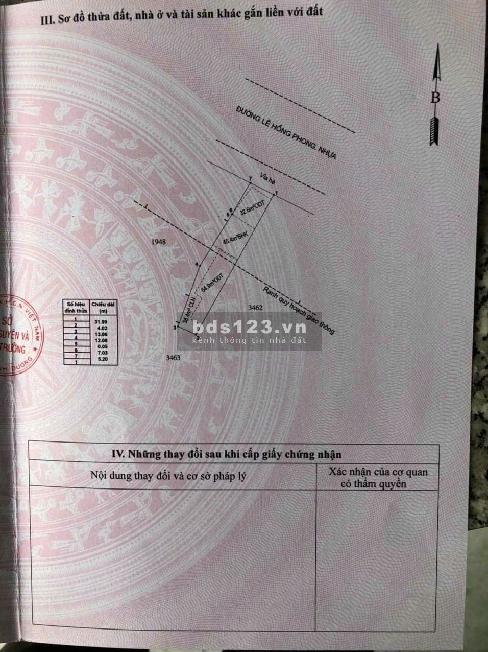 Cần bán lô đất sổ hồng riêng mặt tiền đường Lê Hồng Phong Kinh doanh buôn bán cực VIP