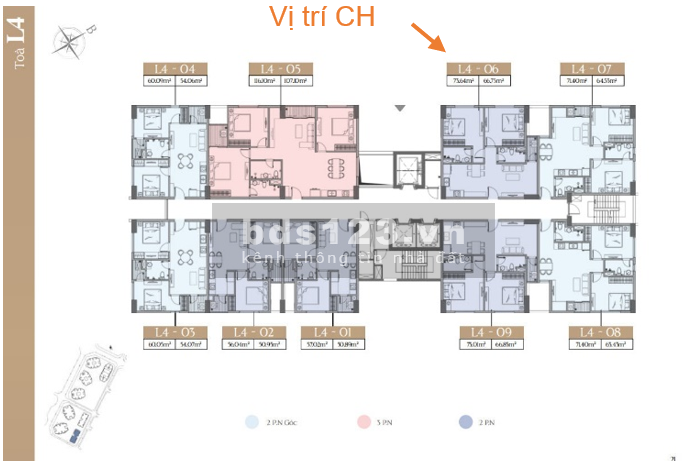 Căn hộ 66,75 m2, 2PN, 2VS, phù hợp với vợ chồng son, đang nuôi con nhỏ, tại dự án Le Grand Jardin