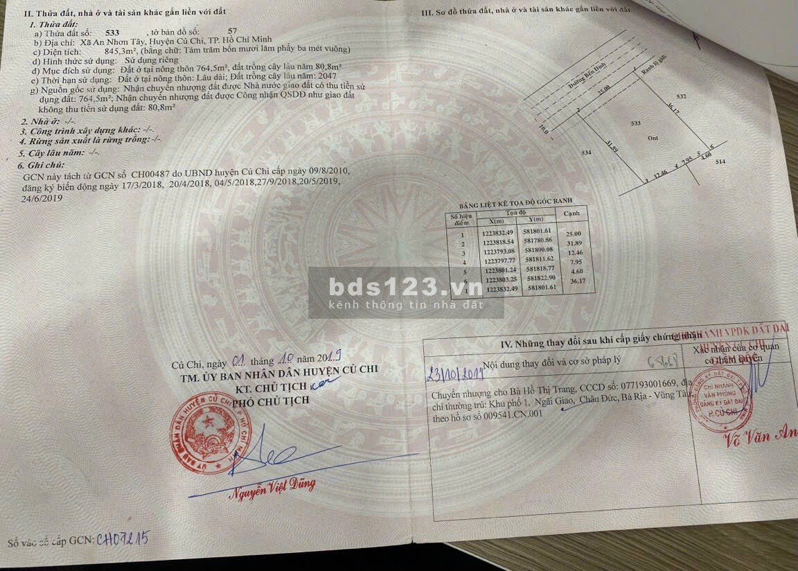 Bán gấp lô đất vi trí đẹp giá rẻ, An Nhơn Tây, huyện Củ chi