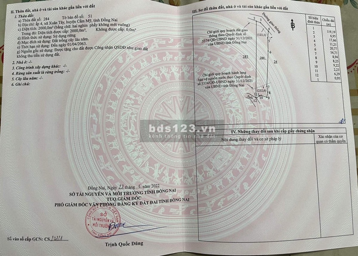 Chính chủ cần bán gấp lô đất tại ấp 4 Xuân Tây
