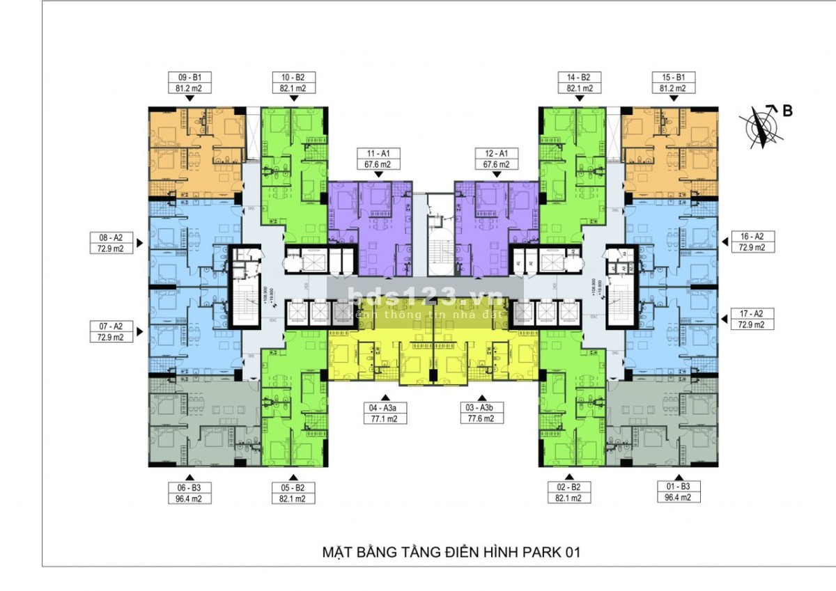 Chỉ với 2 tỷ đồng, sở hữu căn hộ tòa Park 1 DT:72.9m2, Full nội thất cơ bản Ở ngay.