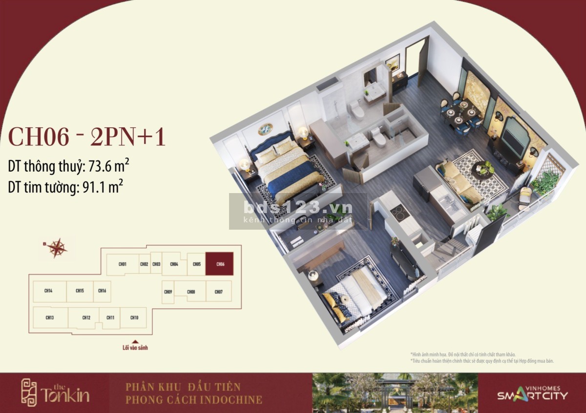 Siêu phẩm hoa hậu góc 2PN+1 81m tòa TK2 view quá đẹp tại Vinhomes Smart City giá 4,3 tỷ