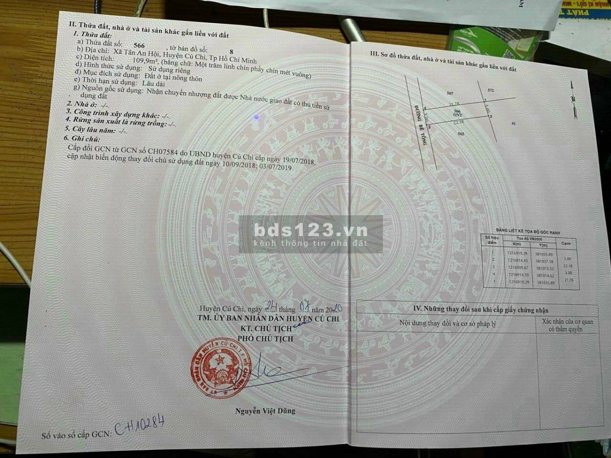 Bán 4 lô đất ở Củ Chi, Chủ cực ngộp , có sổ riêng , giá 1 tỷ 1 - 1 tỷ 5 , full thổ , Gần thị trấn