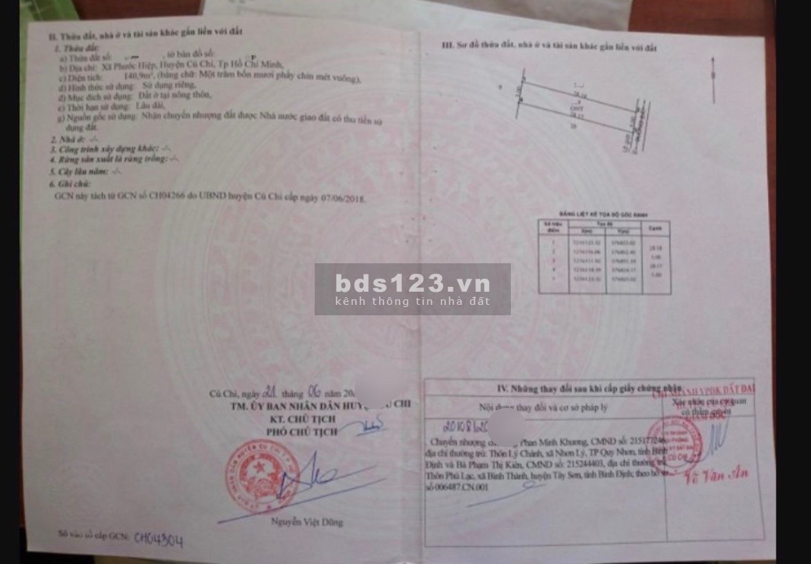 141m2 đất vuông vức, ngay gần MT đường Nguyễn Thị Nhia, Phước Hiệp, Củ Chi, Sổ Sẵn, 635tr