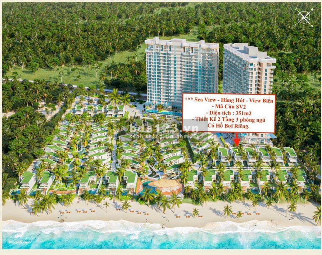 Bán Biệt thự đồi view trực diện biển Ixora Hồ Tràm 3 phòng ngủ, Full nội thất 5sao