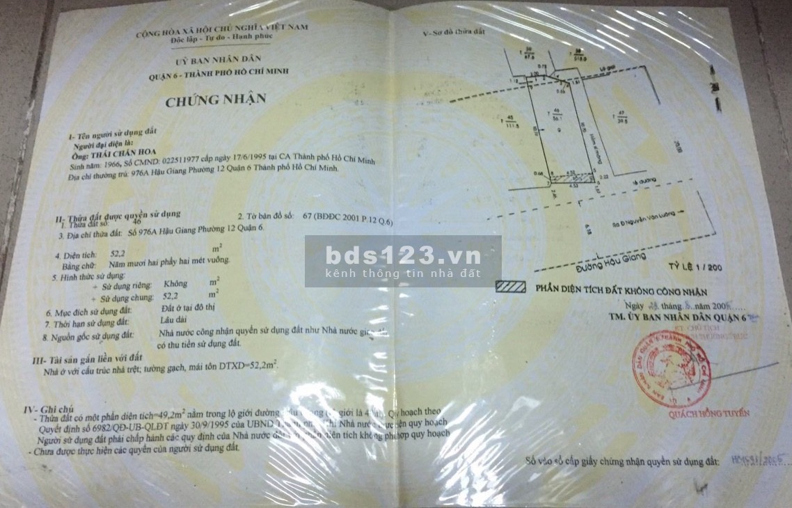 Bán nhà MT 976A Hậu Giang P12 Q6 vị trí siêu đẹp