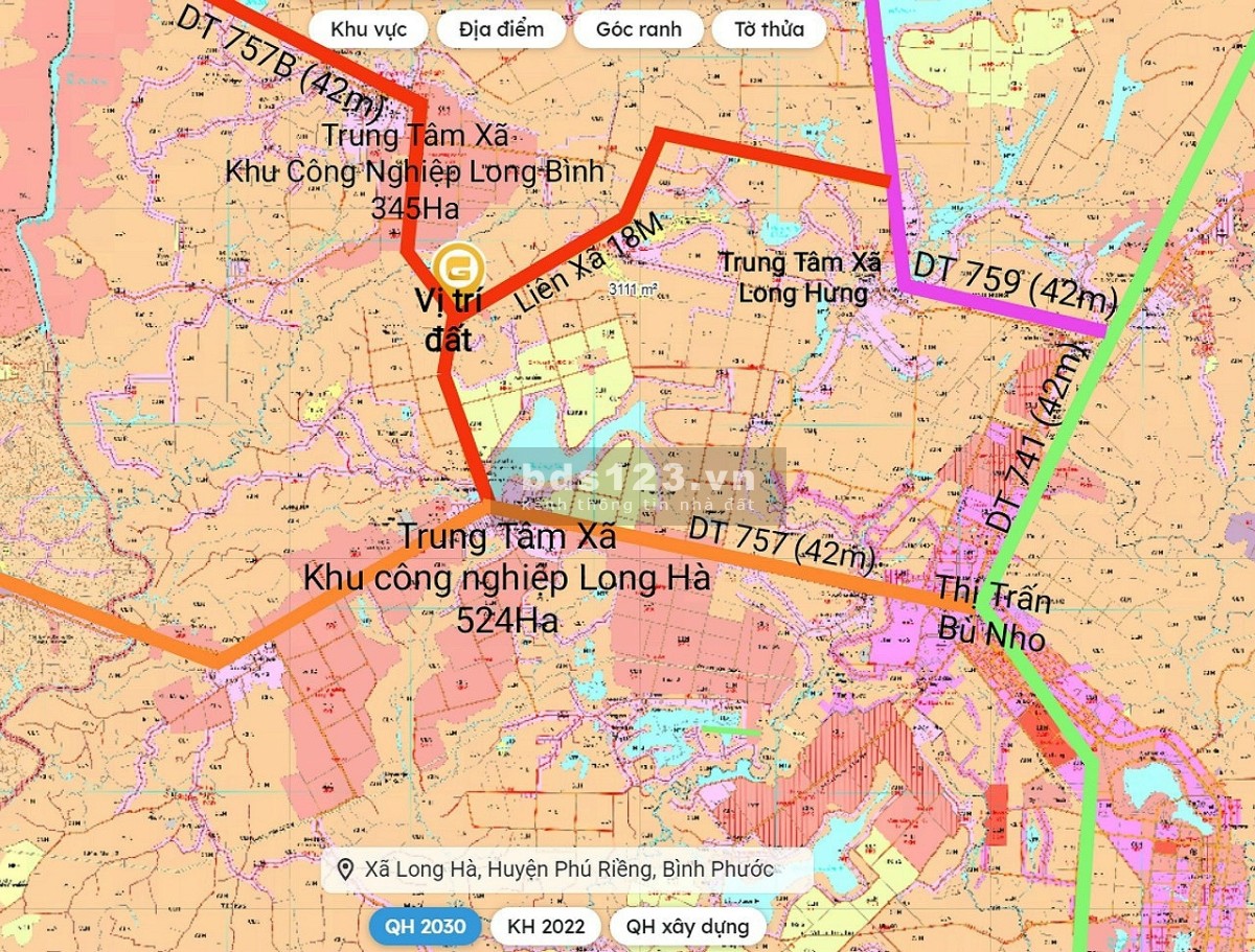 Đất mặt tiền đường tỉnh ĐT 757B lộ giới 42m, nằm giữa 2 Khu công nghiệp Long Hà và Long Bình