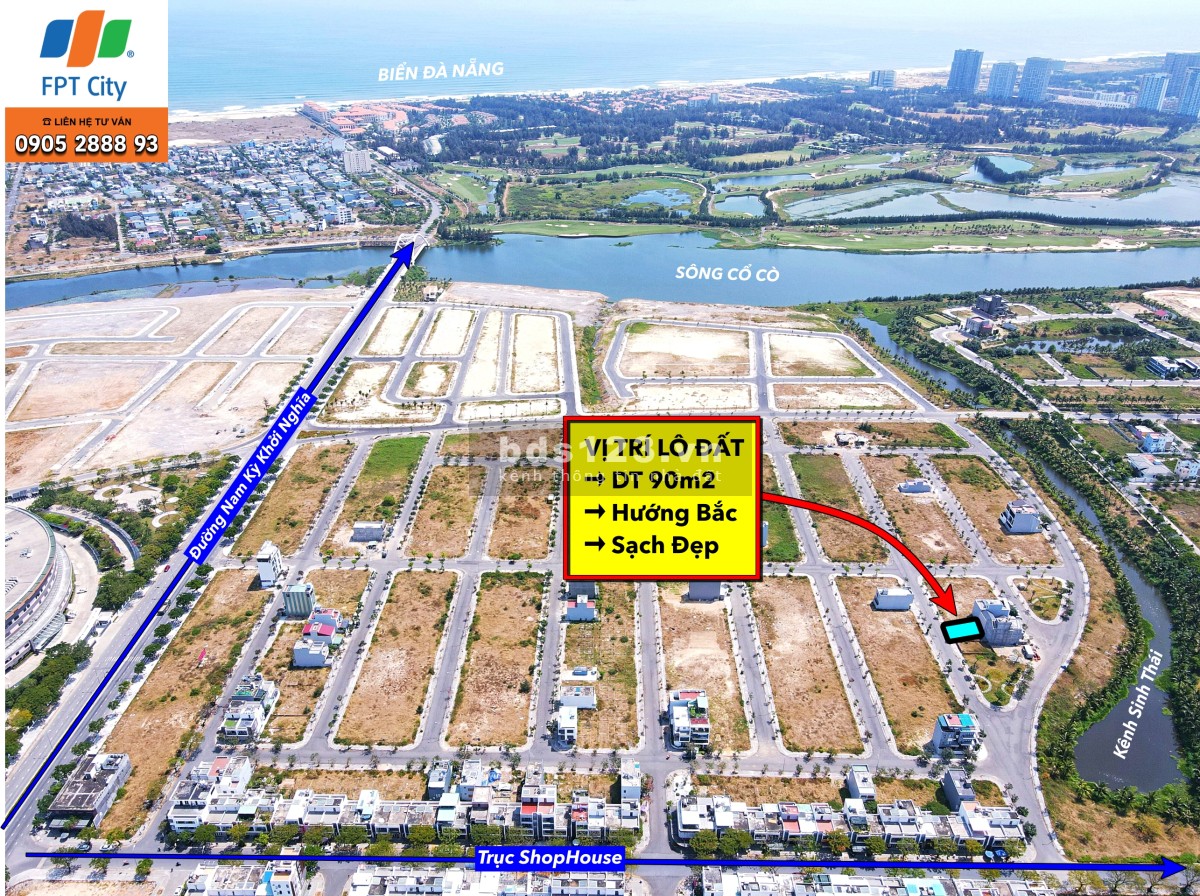Bán đất FPT Đà Nẵng - Sạch đẹp không cống tủ. Sát kênh sinh thái. Khu V5