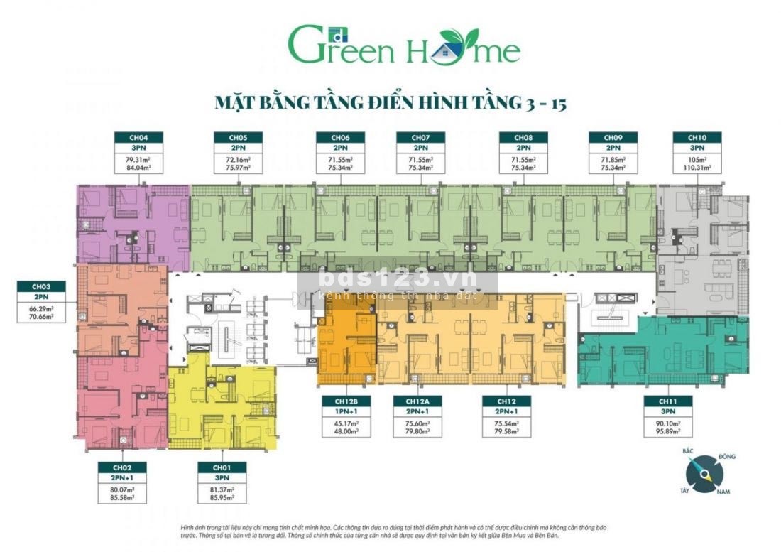 Bán chung cư Phương Đông Green Home - căn 2PN, DT 76,7m² giá chỉ 24 triệu/m²