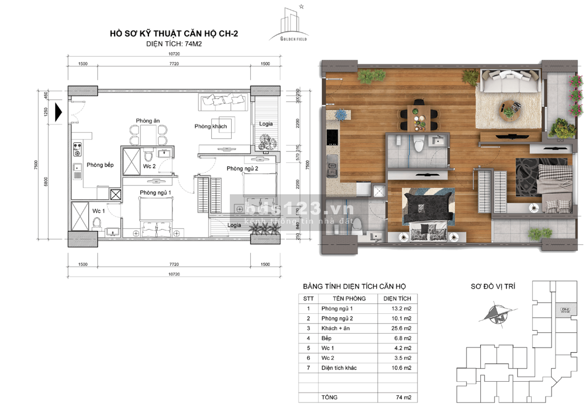 Bán chung cư Golden City chính chủ 2PN 65m2 view đẹp vị trí căn hộ tầng trung dễ dàng di chuyển