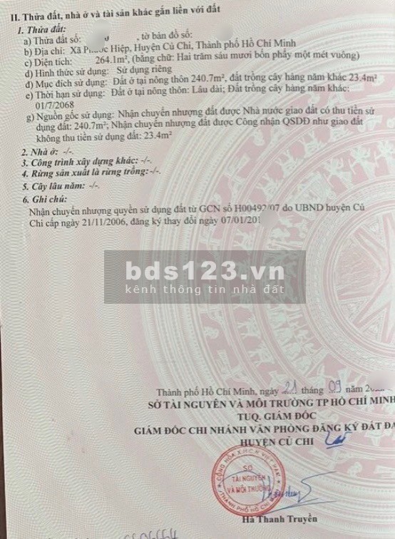 Đất mặt tiền đường kinh doanh ngay Ba Sa, Củ Chi, Giá cực tốt 635tr, 264m2
