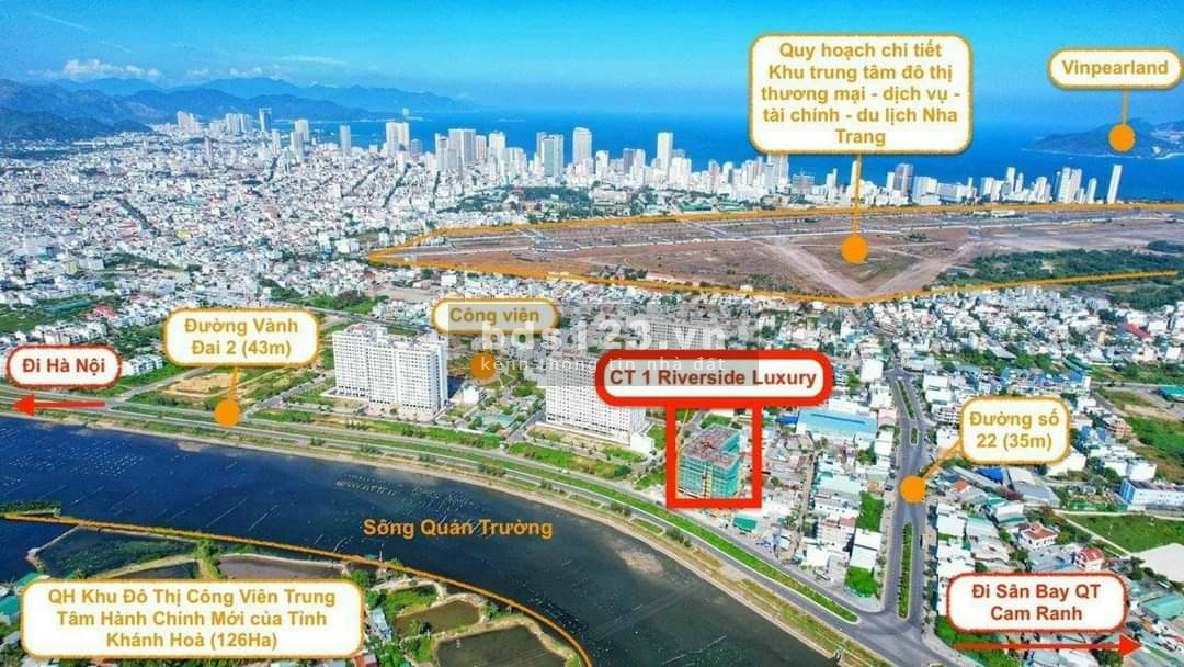 Bán căn hộ với giá cực kỳ ưu đãi từ dự án căn hộ cao cấp CT1 Riverside Luxury, Nha Trang.