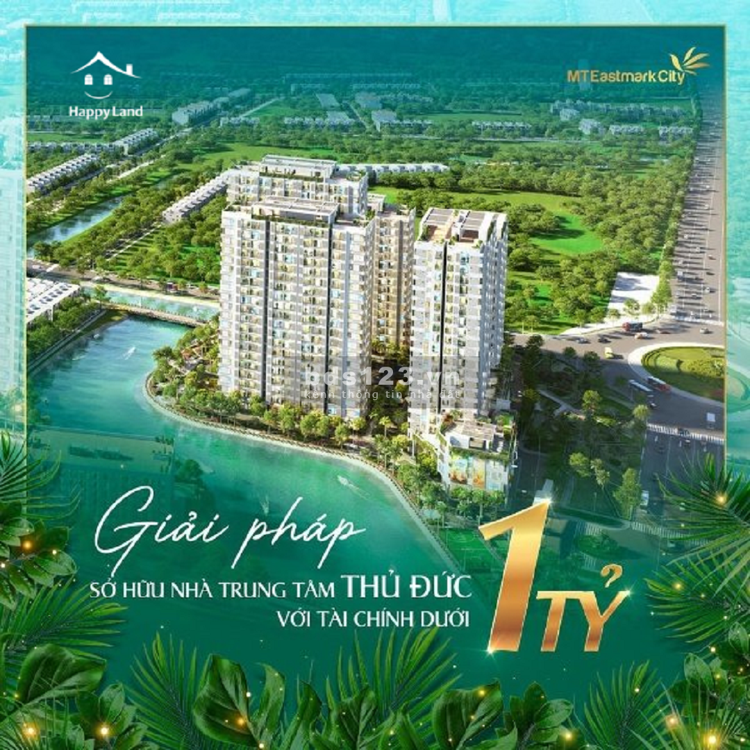 Thanh toán 1,35 tỷ sở hữu căn hộ 3PN = 100M2 view sông tại MT Eastmark City