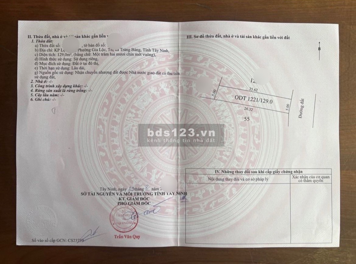 Bán gấp lô đất đường DT787, Trảng Bàng, TN, Đất thổ, 129m2, 425tr