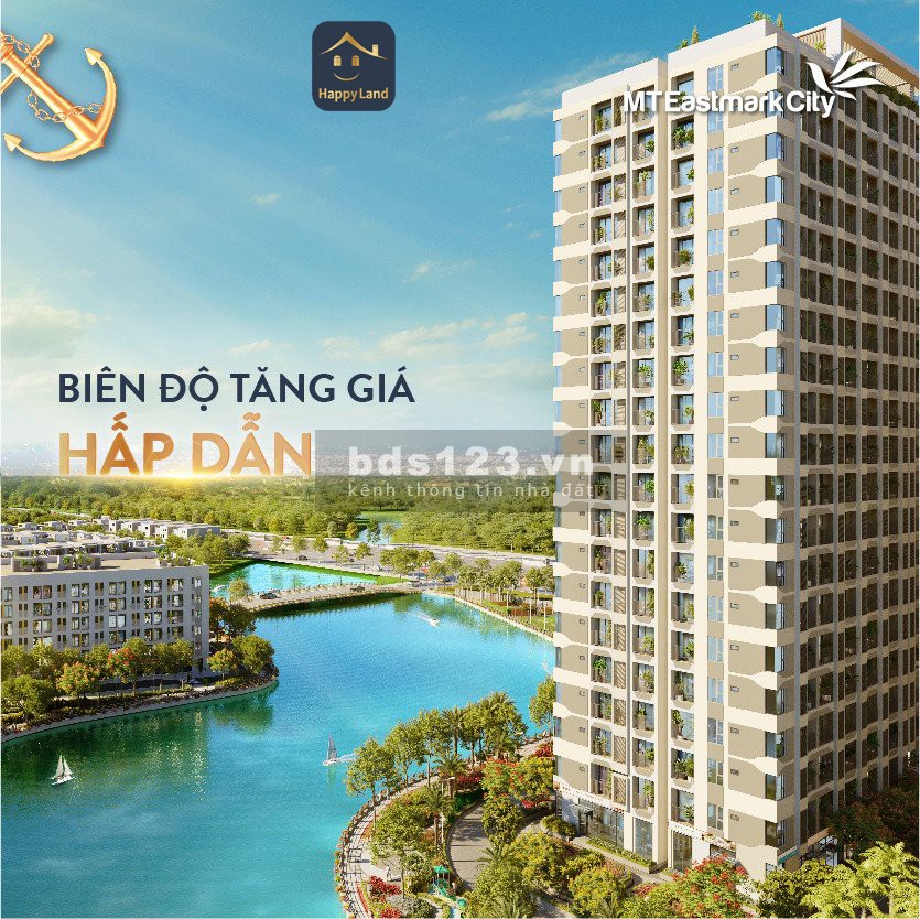 Thanh toán 1,35 tỷ sở hữu căn hộ 3PN = 100M2 view sông tại MT Eastmark City