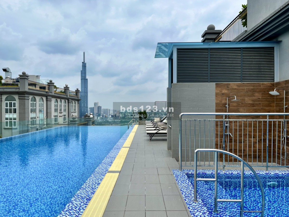 Cho thuê căn hộ Paris Hoàng Kim 82m2: 3PN giá 15 triệu ( bếp, rèm, máy lạnh ), mới 100% - 0909407949