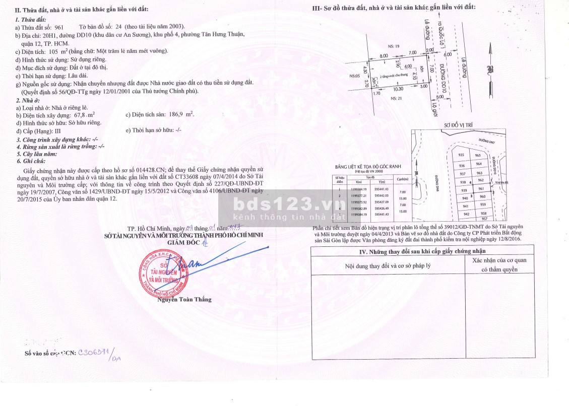 Chính chủ cần bán nhà số 20 đường DD10, quận 12