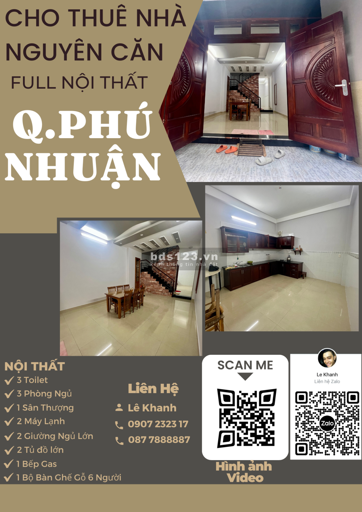 Cho thuê nhà nguyên căn Full nội thất Nguyễn Kiệm Phú Nhuận