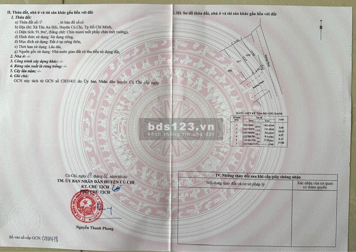 Bán nhà full thổ cư 93m2 677 triệu khu vực Tân An Hội, Củ Chi