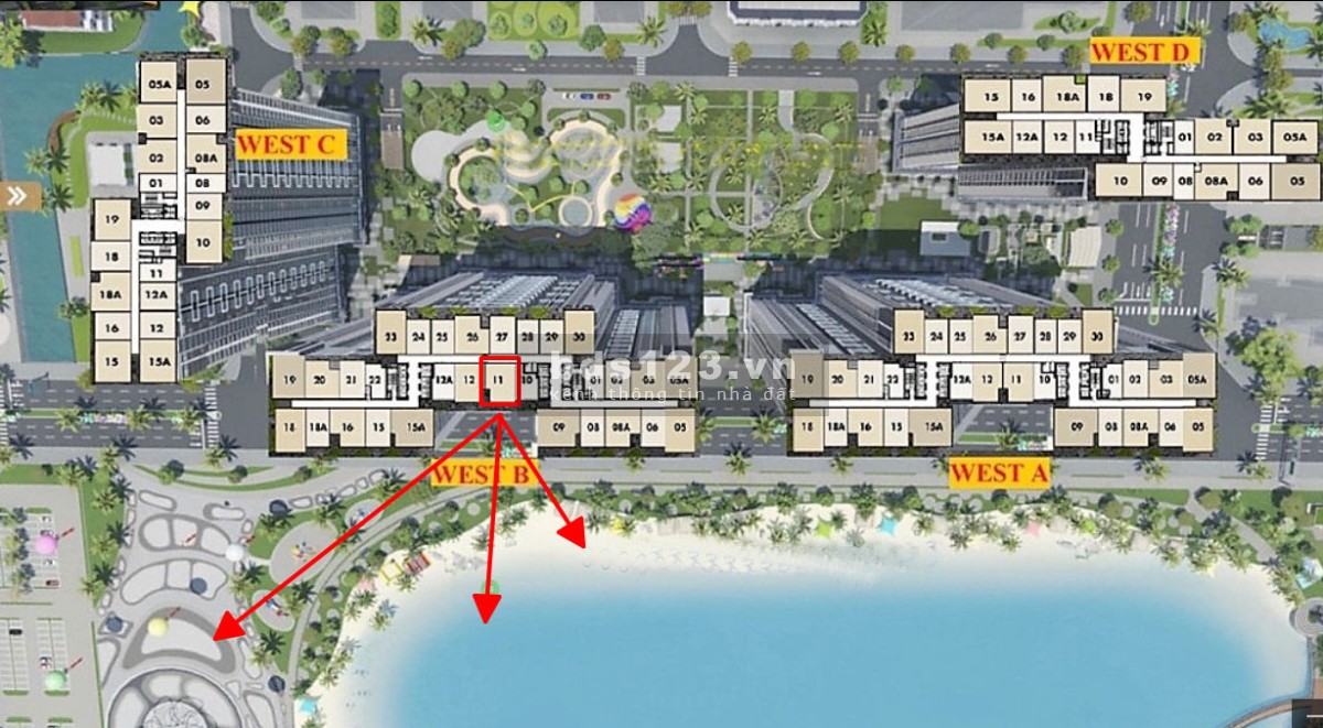 Siêu phẩm 2n2wc 59m view hồ tòa B Masteri trái tim Vinhomes Smart City giá 3,37 tỷ