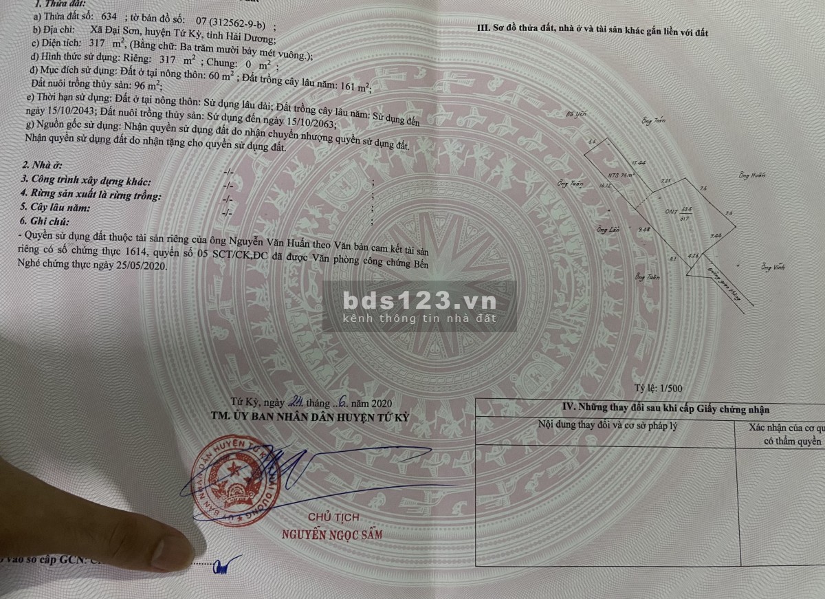 Chính chủ bán đất sổ hồng 317m2