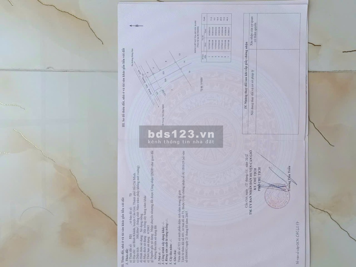 Cần bán đất mặt tiền đường Trần quan qườn.DT 10x50=500m sổ hồng riêng.