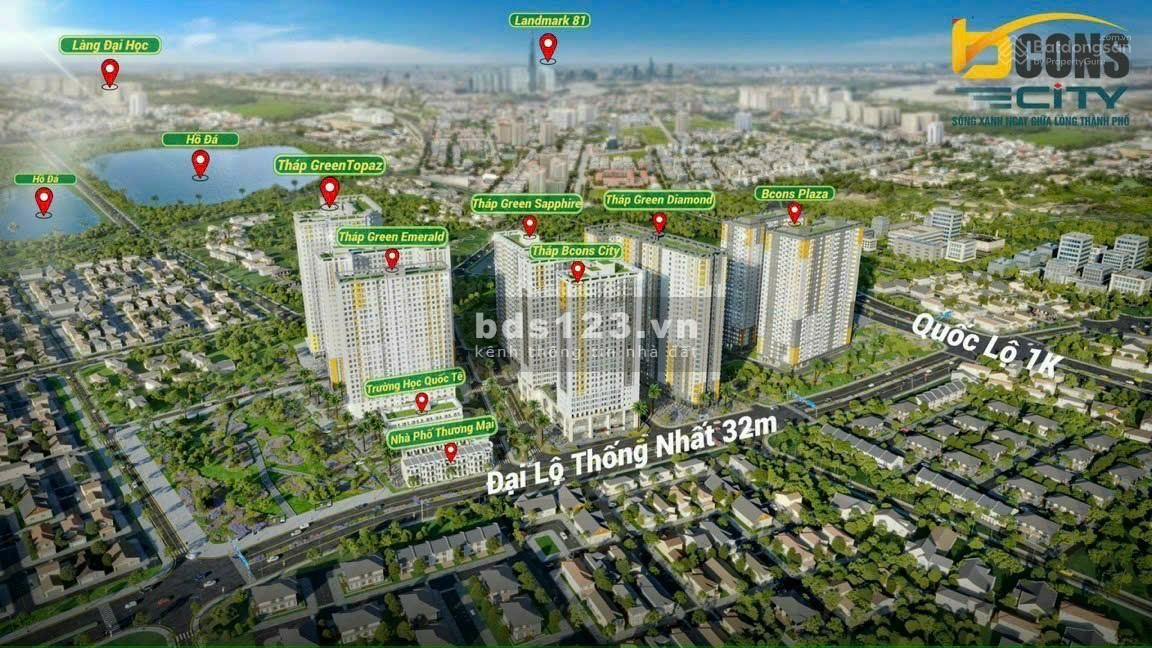 Căn hộ Bcons City khu làng ĐH chỉ từ 1.7 tỷ/căn 2PN, thanh toán trước 190tr, giá đợt đầu siêu tốt