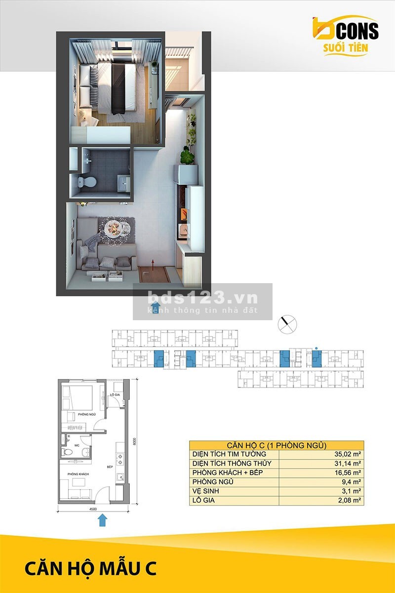 Chung cư Bcons Suối Tiên làng đại học Thủ Đức giá chỉ từ 1ty180tr trả trước 280tr sở hữu ngay.