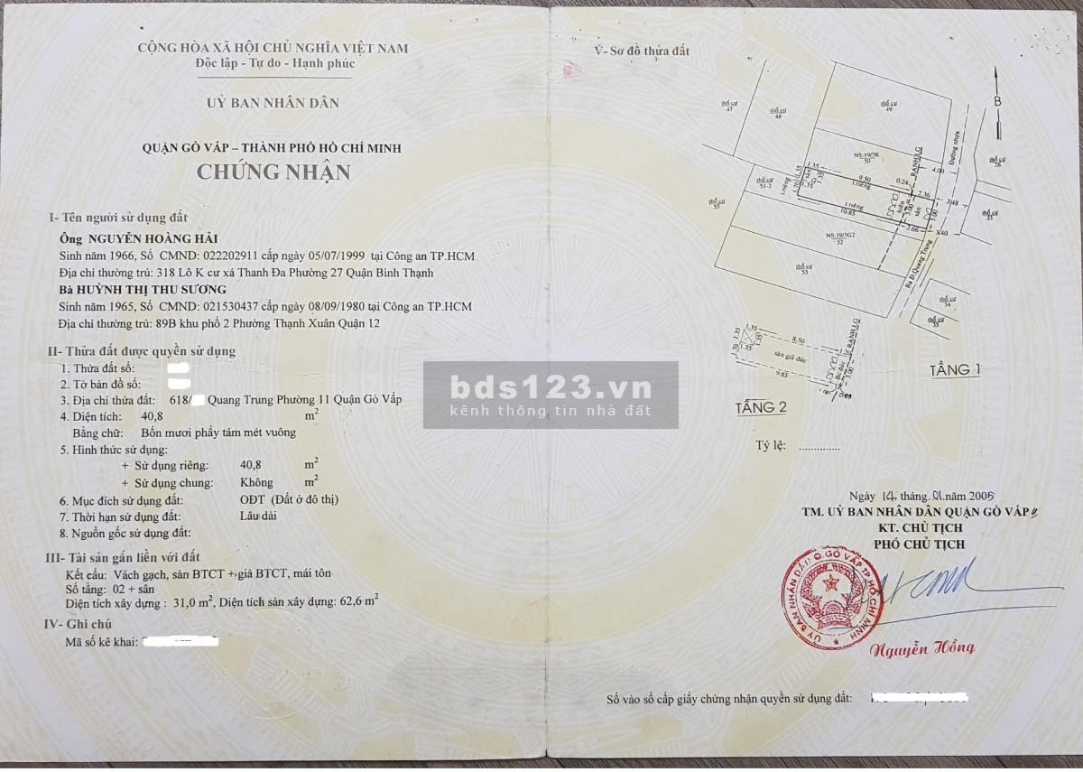 Chính chủ cần bán nhà 618 Quang Trung, Gò Vấp. Giá 5 tỷ
