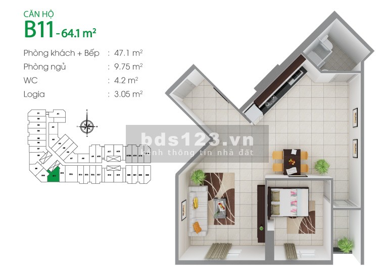 Bán căn 1PN chung cư 8X Đầm Sen Quận Tân Phú