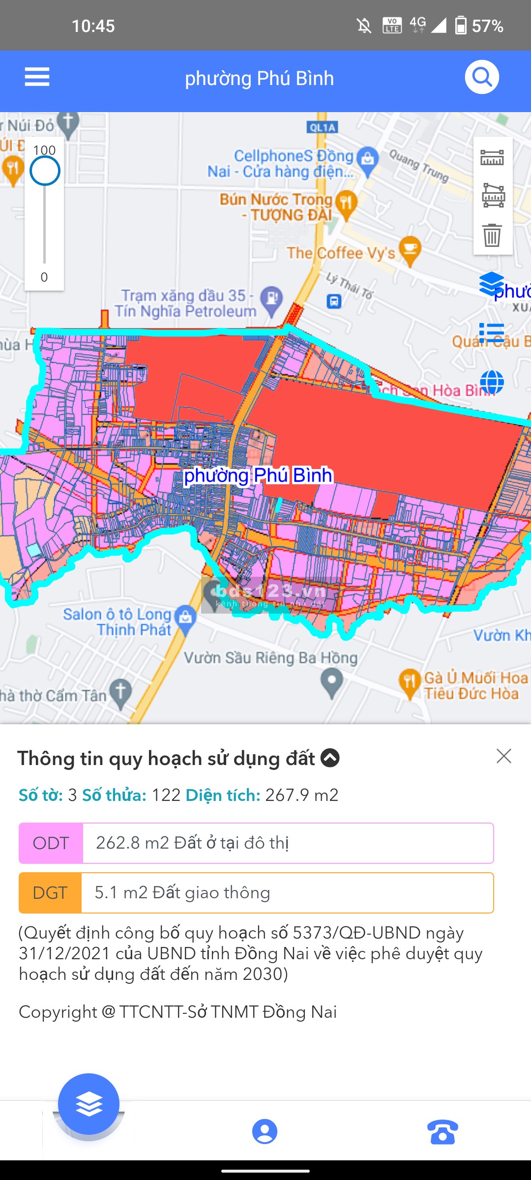 Đất sổ hồng 267,9m2 Khu phố 1, Phú Bình, Long Khánh, Đồng Nai