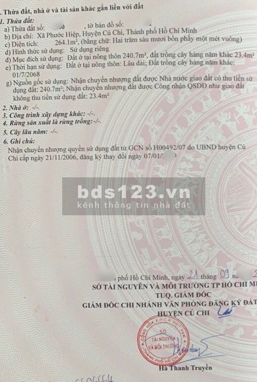 Đất ngộp cần bán gấp ngay QL22, Phước Hiệp, Củ Chi, SHR 264,1m² Giá 550 triệu