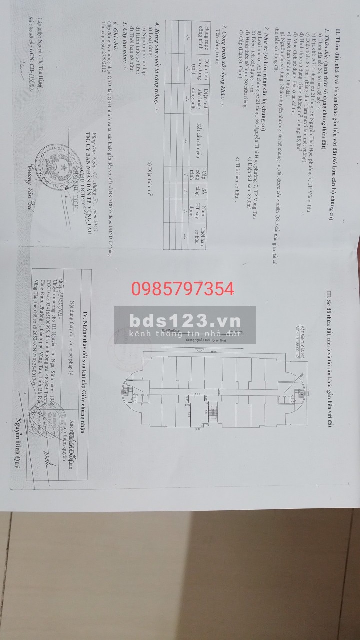 Cần bán căn hộ chung cư 36 nguyễn thái học