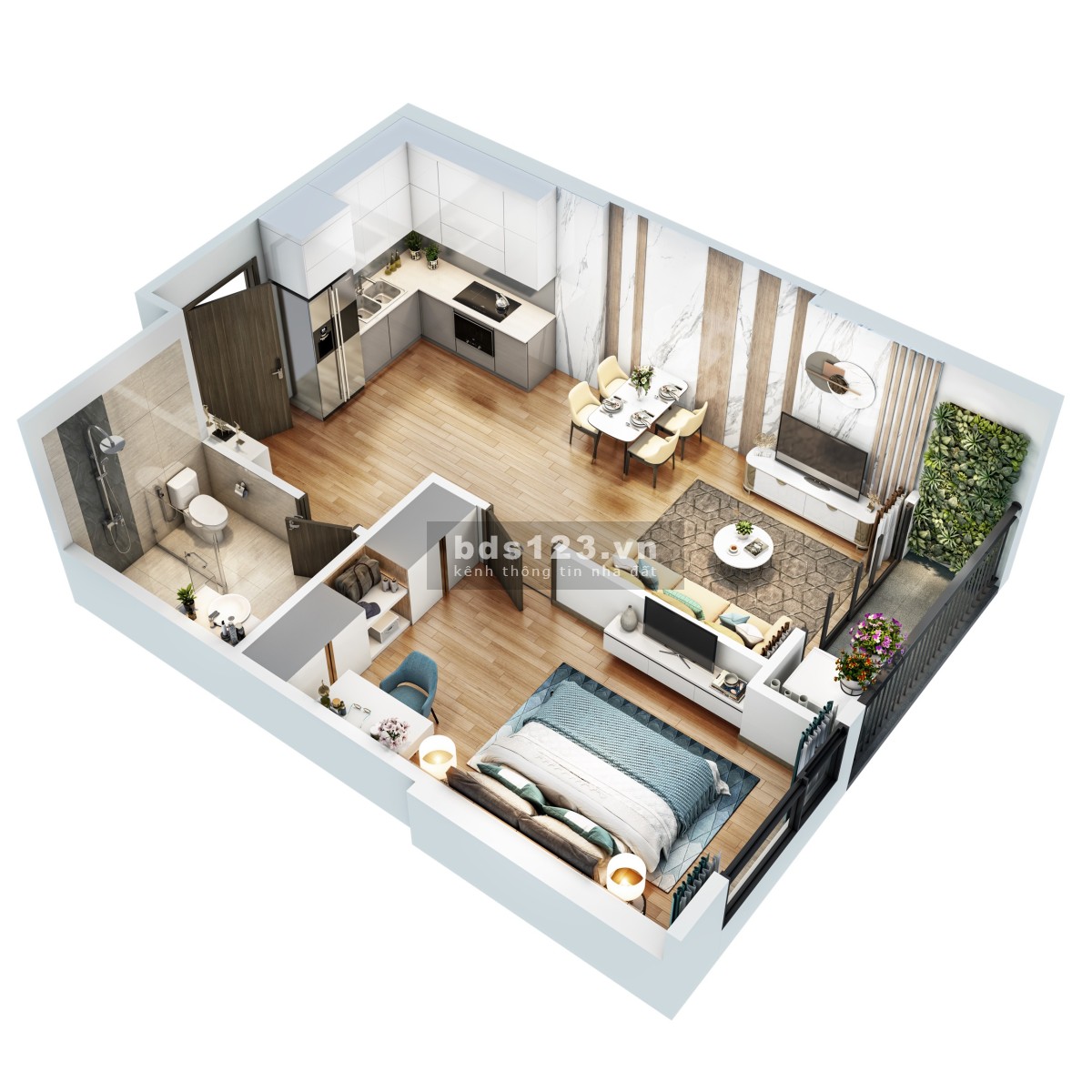 Bán căn hộ 1PN 46m view công viên Nhật hướng ĐN tại Vinhomes Smart City giá 2 tỷ