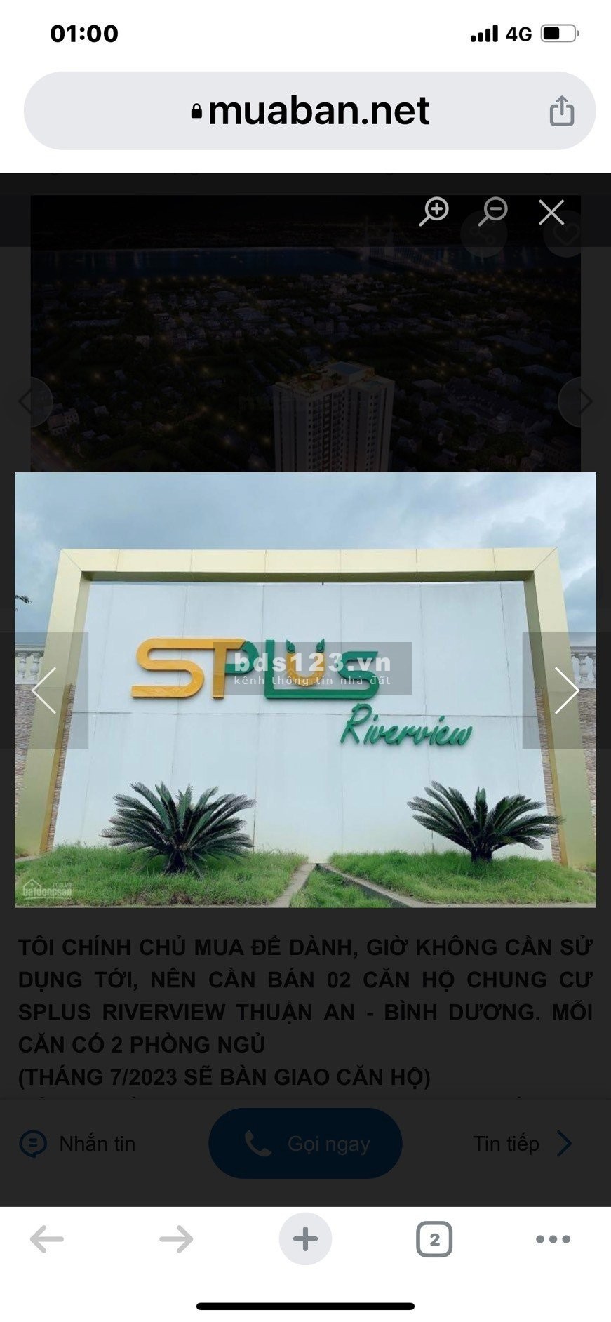 Bán 2 căn hộ Splus Riverview TP Thuận An - Bình Dương chính chủ