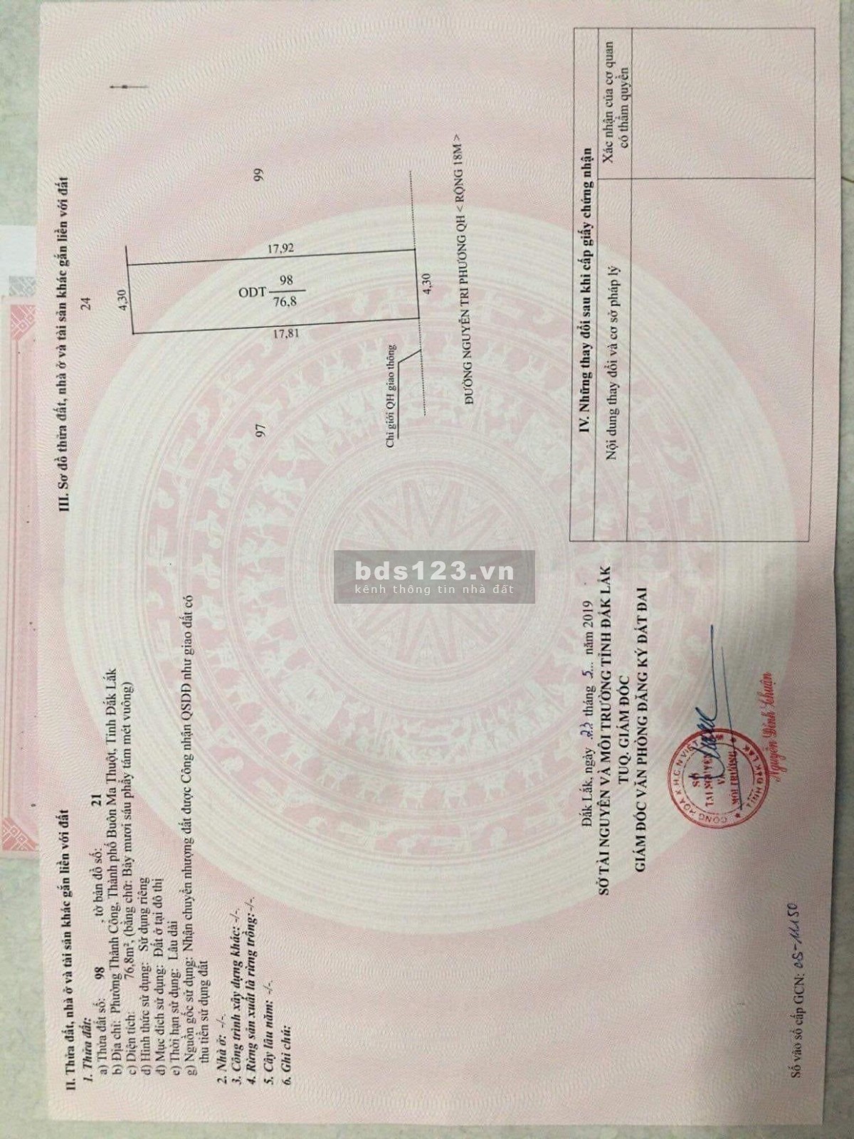 Bán gấp đất mặt tiền Nguyễn Tri Phương, P. Thành Công giá thấp