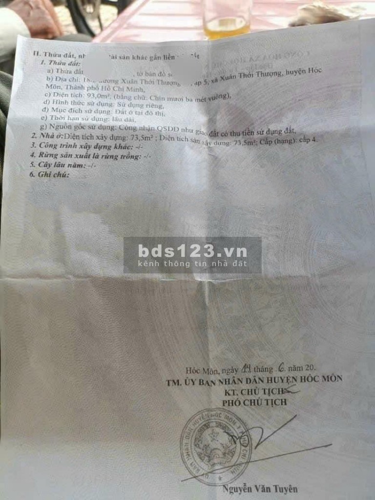Bán nhà 1 lầu ngay Phan Văn Hớn, Hóc Môn 3m giá 530tr