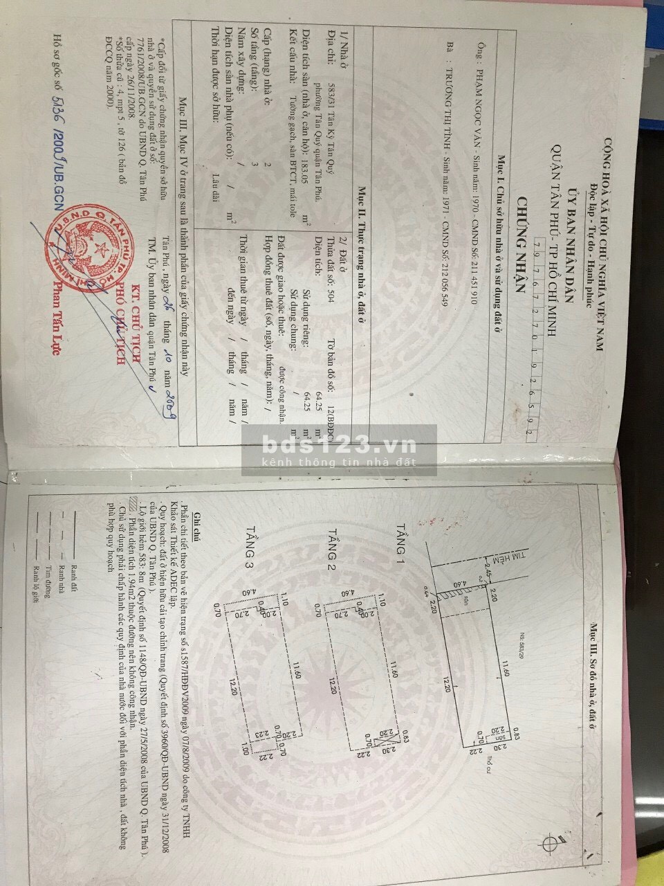 Bán nhà đúc kiên cố 583/31 Tân Kỳ Tân Quý P. Tân Quý Q.Tân Phú