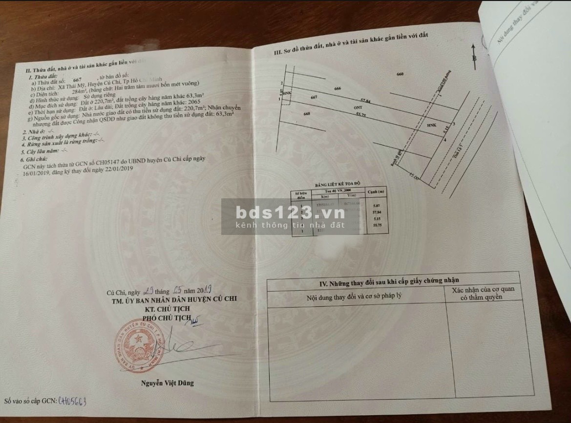 Cắt lỗ bán lô MT đường tỉnh lộ 7 lộ giơ 40m Thái Mỹ Củ Chi 284m có thổ cư giá 1 tỷ xxx LH 0902683926