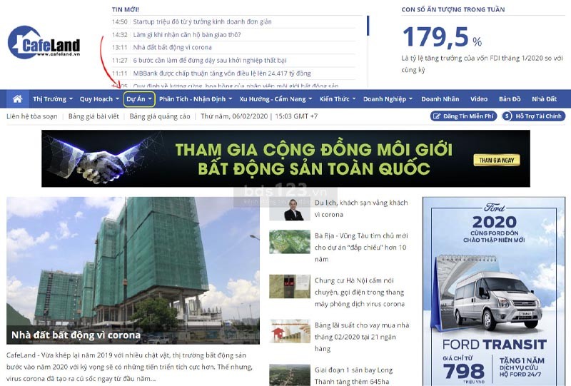 Website đăng tin bất động sản miễn phí Cafeland.vn