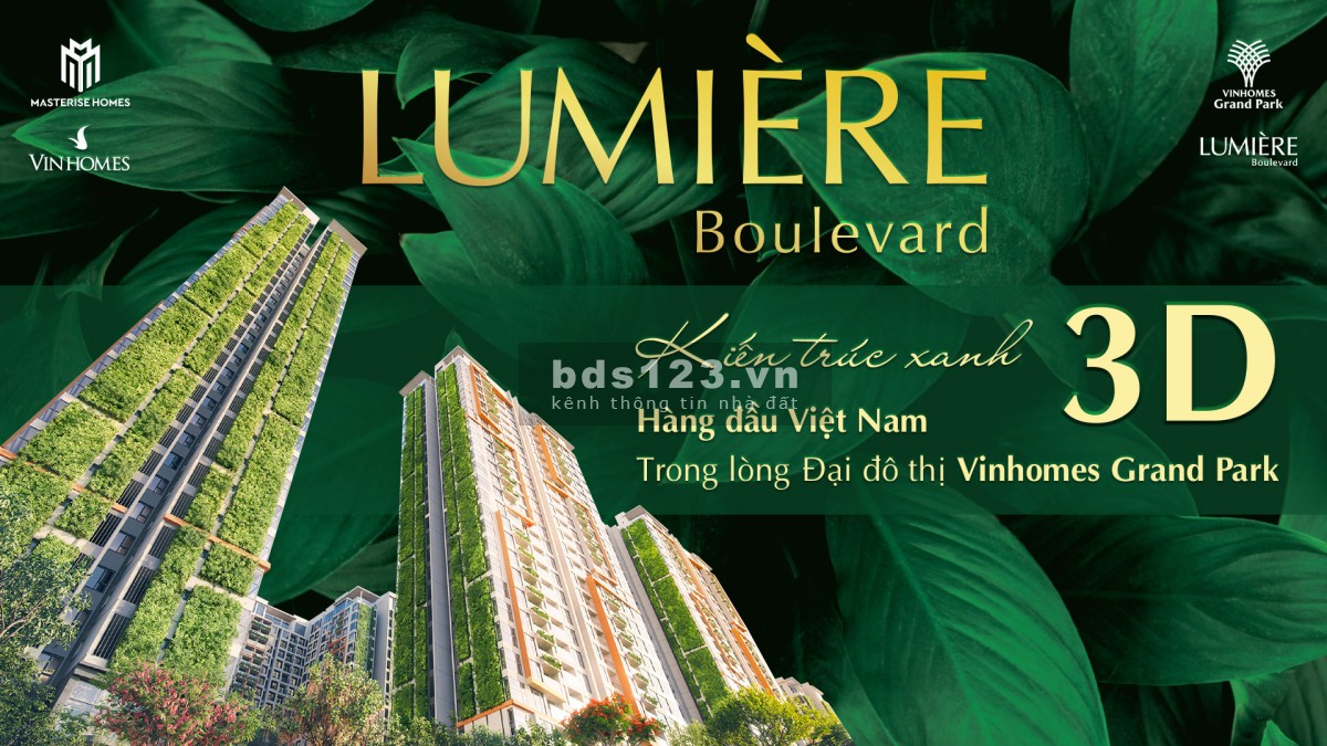 căn hộ khép kín đẳng cấp Lumiere Boulevard kiến trúc xanh lớn nhất Tp Hồ Chí Minh