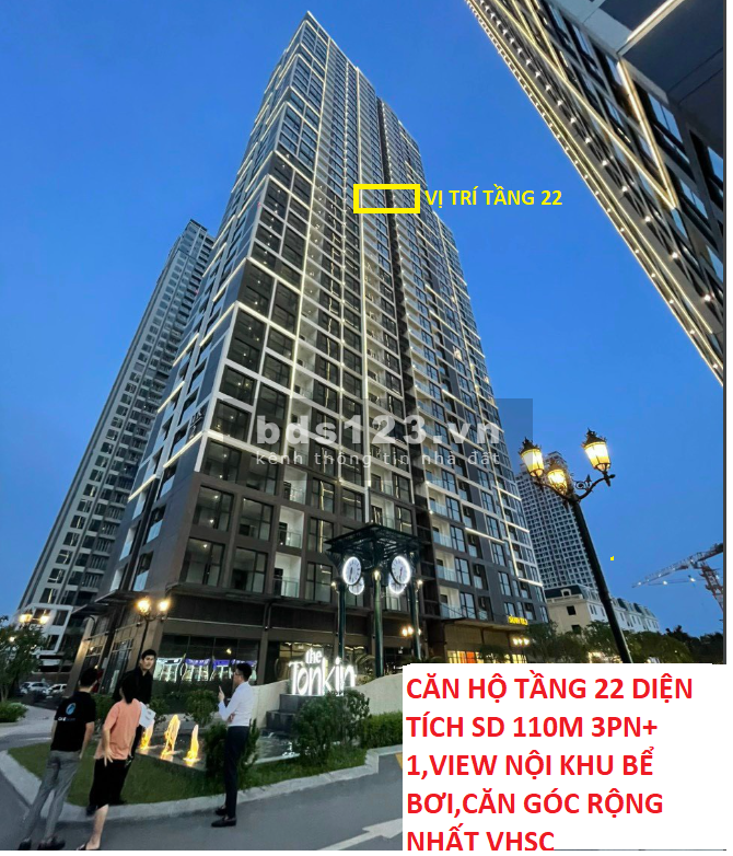 Bán căn hộ 110M 3pn+1 TONKIN T22 Vinhomes Smart City view nội khu bể bơi