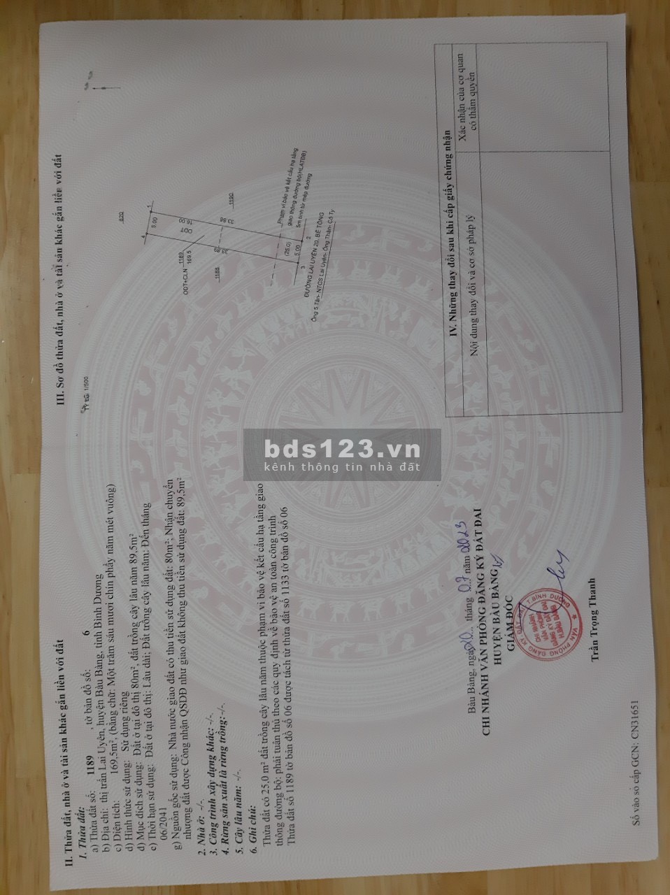 Cần tiền nên bán lô đất nằm ngay MT đường Lai Uyên 20, QL13, đất có thổ cư, sổ hồng riêng từng nền