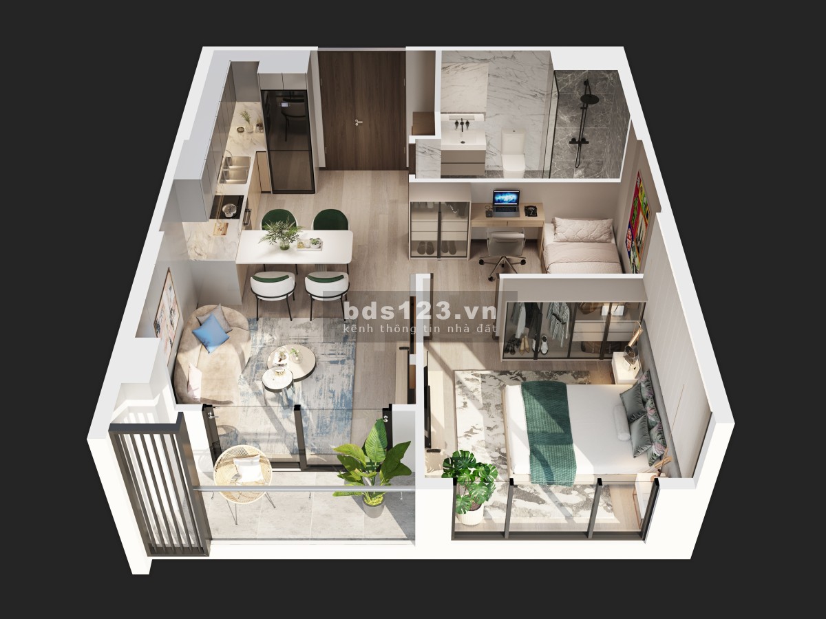 Bán căn hộ 1N+1 loại 51m tòa B Masteri view nội khu siêu đẹp Vinhomes Smart City giá 2,6 tỷ