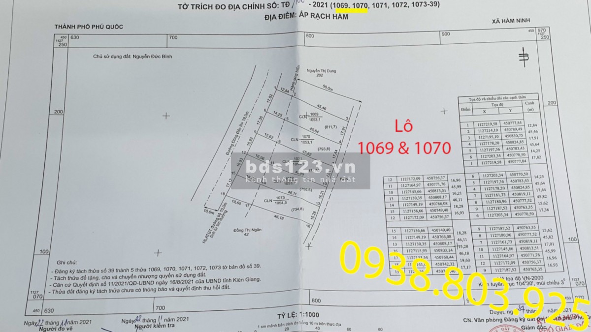 Bán 1053 m2 đất biển Hàm Ninh Phú Quốc tuyệt đẹp 0938 803 925