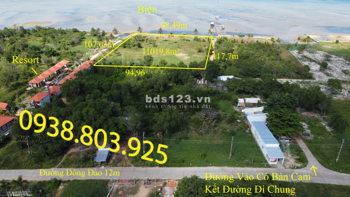 Bán đất 10000 m2 - 10 triệu/m2 mặt biển Cây Sao Hàm Ninh Phú Quốc. 0938 803 925
