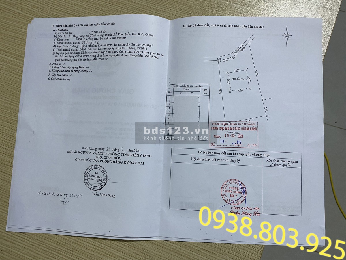 Bán đất kim cương có tiềm năng tăng giá cực lớn 400m2 thổ cư 0938 803 925